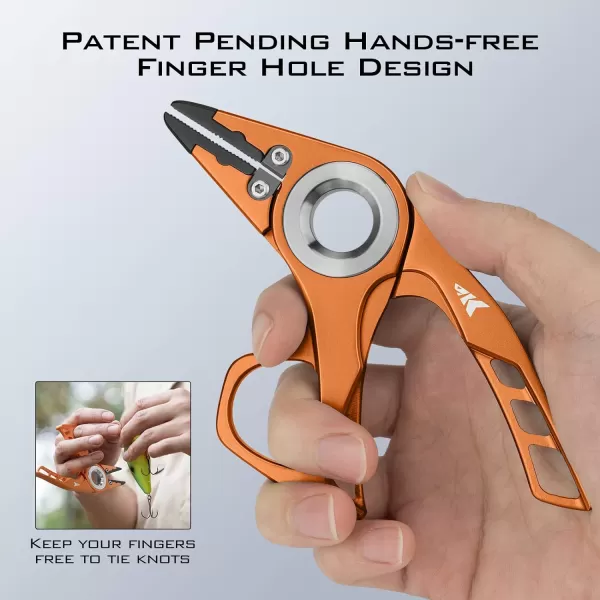 KastKing Micro Gila Fishing Pliers Integrated Finger Hole Aircraft Grade Aluminum Fishing Tools Saltwater Resistant Fishing Gear Tungsten Carbide Cutters OliveBurt Orange