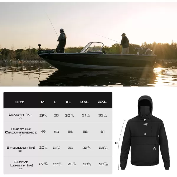 KastKing Mountain Mist Fishing Hoodie Water Resistant Windproof Breathable Fleece Lining BuiltIn Neck Gaiter amp Thumb HolesBlack