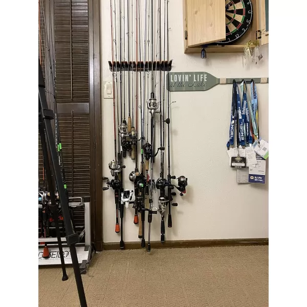 KastKing Patented V15 Vertical Fishing Rod Holder  Wall Mounted Fishing Rod Rack Store 15 Rods or Fishing Rod Combos in 1725 Inches Great Fishing Pole Holder and RackA BlackOrange 2 Pack