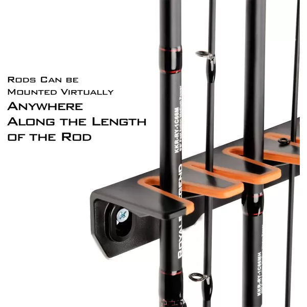 KastKing Patented V15 Vertical Fishing Rod Holder  Wall Mounted Fishing Rod Rack Store 15 Rods or Fishing Rod Combos in 1725 Inches Great Fishing Pole Holder and RackA BlackOrange 2 Pack