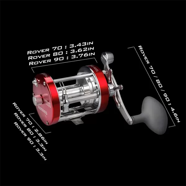 KastKing Rover Round Baitcasting Reel Perfect Conventional Reel for Catfish SalmonSteelhead Striper Bass and Inshore Saltwater Fishing  No1 Highest Rated Conventional Reel Reinforced Metal BodyB Left  Rover70