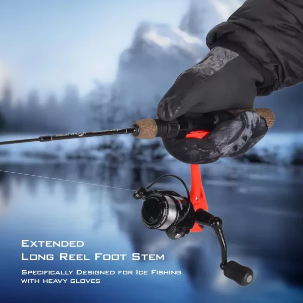 KastKing Royale Legend II Ice Spinning Reel  58 oz  Size 500 is Perfect for Ice Fishing Up to 11 Lbs Carbon Drag 511 Gear Ratio Sharkskin WaterWicking TPE Grips Extra Long Reel Foot Stem for GlovesC Red  511