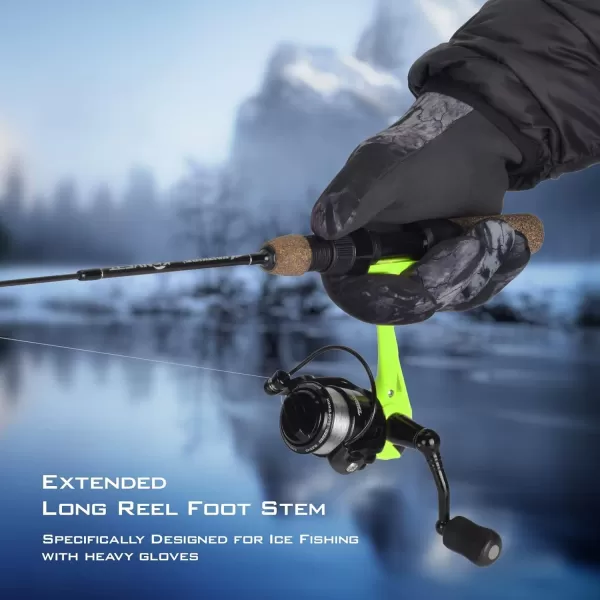 KastKing Royale Legend II Ice Spinning Reel  58 oz  Size 500 is Perfect for Ice Fishing Up to 11 Lbs Carbon Drag 511 Gear Ratio Sharkskin WaterWicking TPE Grips Extra Long Reel Foot Stem for GlovesA Green  511