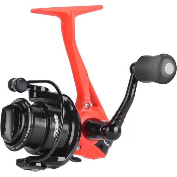 KastKing Royale Legend II Ice Spinning Reel  58 oz  Size 500 is Perfect for Ice Fishing Up to 11 Lbs Carbon Drag 511 Gear Ratio Sharkskin WaterWicking TPE Grips Extra Long Reel Foot Stem for GlovesC Red  511