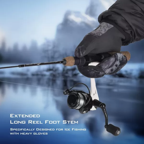 KastKing Royale Legend II Ice Spinning Reel  58 oz  Size 500 is Perfect for Ice Fishing Up to 11 Lbs Carbon Drag 511 Gear Ratio Sharkskin WaterWicking TPE Grips Extra Long Reel Foot Stem for GlovesB White  511