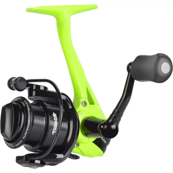 KastKing Royale Legend II Ice Spinning Reel  58 oz  Size 500 is Perfect for Ice Fishing Up to 11 Lbs Carbon Drag 511 Gear Ratio Sharkskin WaterWicking TPE Grips Extra Long Reel Foot Stem for GlovesA Green  511