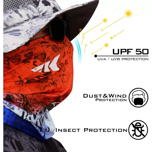 KastKing Sol Armis Neck Gaiter  UPF 50 Face Mask  UV Sun ProtectionD Rocket Pop Size 19x95