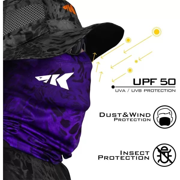 KastKing Sol Armis Neck Gaiter  UPF 50 Face Mask  UV Sun ProtectionG Wildcat Purple Size 19x95