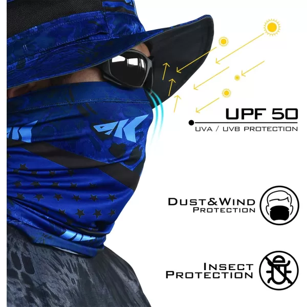 KastKing Sol Armis Neck Gaiter  UPF 50 Face Mask  UV Sun ProtectionH Blue Patriot Size 19x95