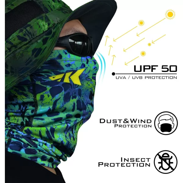 KastKing Sol Armis Neck Gaiter  UPF 50 Face Mask  UV Sun ProtectionI Prym1 Blue Tang Size 19x95