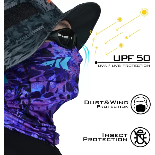 KastKing Sol Armis Neck Gaiter  UPF 50 Face Mask  UV Sun ProtectionJ Prym1 Purple Tang Size 19x95