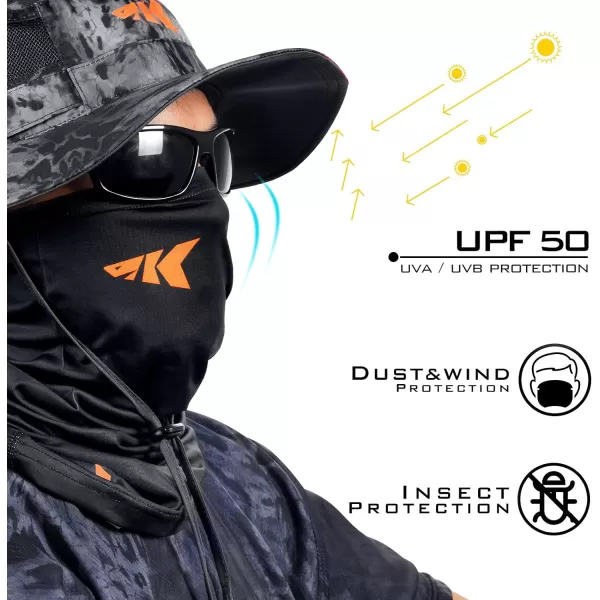 KastKing Sol Armis Neck Gaiter  UPF 50 Face Mask  UV Sun ProtectionL Black