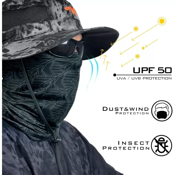 KastKing Sol Armis Neck Gaiter  UPF 50 Face Mask  UV Sun ProtectionN Black Repeating Logo