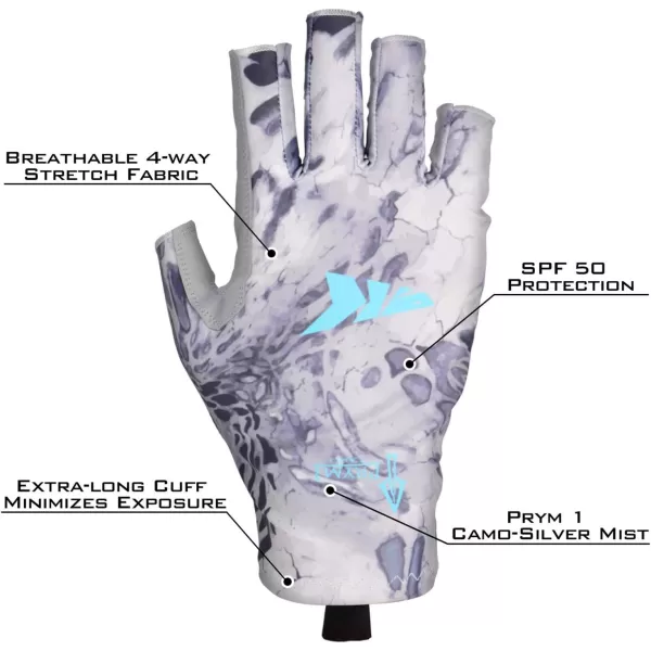 KastKing Sol Armis Sun Gloves UPF50 Fishing Gloves UV Protection Gloves Sun Protection Gloves Men Women for Outdoor Kayaking RowingA Silver Mist Prym1