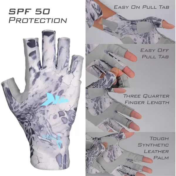 KastKing Sol Armis Sun Gloves UPF50 Fishing Gloves UV Protection Gloves Sun Protection Gloves Men Women for Outdoor Kayaking RowingA Silver Mist Prym1