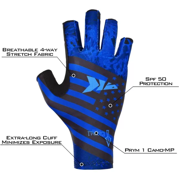 KastKing Sol Armis Sun Gloves UPF50 Fishing Gloves UV Protection Gloves Sun Protection Gloves Men Women for Outdoor Kayaking RowingH Blue Patriot