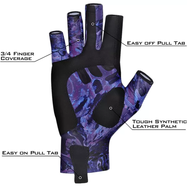 KastKing Sol Armis Sun Gloves UPF50 Fishing Gloves UV Protection Gloves Sun Protection Gloves Men Women for Outdoor Kayaking RowingI Purple Tang Prym1