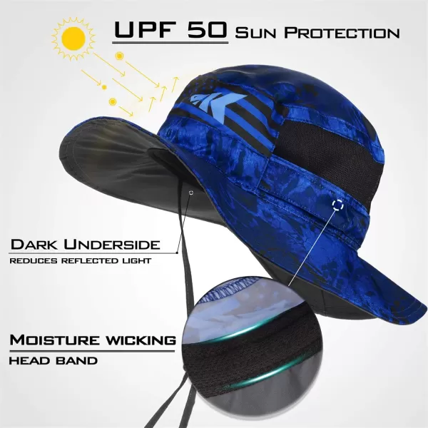 KastKing Sol Armis UPF 50 Boonie Hat  Sun Protection Hat Fishing Hat Beach amp Hiking Hat Paddling Rowing Kayaking HatF Blue Patriot