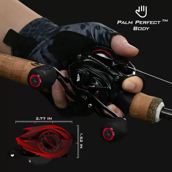 KastKing Spartacus II Baitcasting Fishing Reel 6oz Ultralight Baitcaster Reel Super Smooth with 176 LB Carbon Fiber Drag 721 Gear Ratio 39mm Palm Perfect Lower Profile DesignCRightBlack Rhino721