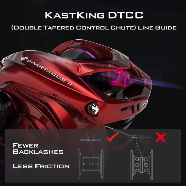 KastKing Spartacus II Baitcasting Fishing Reel 6oz Ultralight Baitcaster Reel Super Smooth with 176 LB Carbon Fiber Drag 721 Gear Ratio 39mm Palm Perfect Lower Profile DesignDRightFire Engine Red721