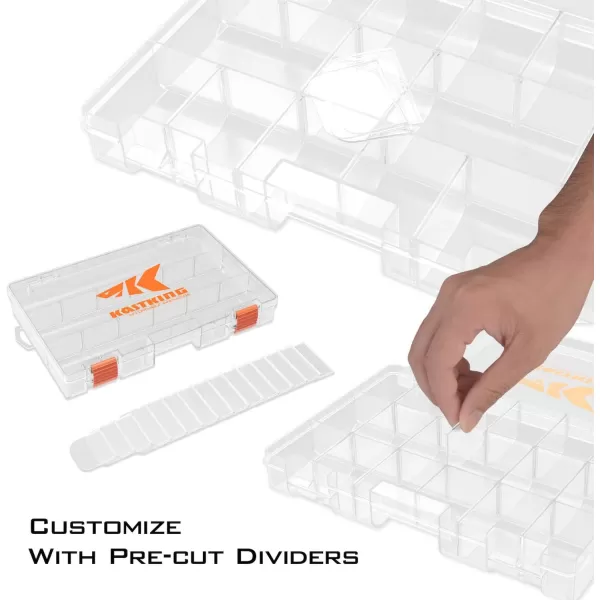 KastKing Tackle Boxes Plastic Box Plastic Storage Organizer Box with Removable Dividers  Fishing Tackle Storage  Box Organizer  2 Packs 4 Packs Tackle Trays  Parts BoxTwo 3600 Tray Size 108x725x165