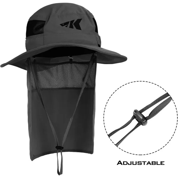 KastKing UPF 50 Boonie Hat Fishing Hat with Removable Neck Flap Sun Hats for MenC Graywith Neck Shield