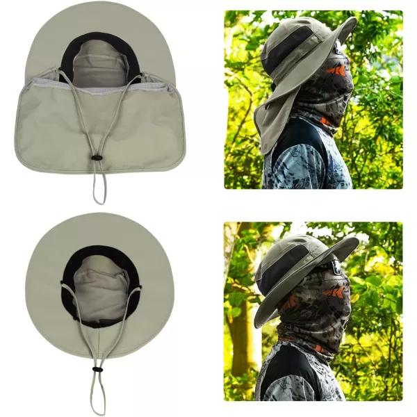 KastKing UPF 50 Boonie Hat Fishing Hat with Removable Neck Flap Sun Hats for MenD Khakiwith Neck Shield