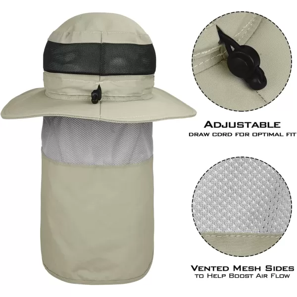 KastKing UPF 50 Boonie Hat Fishing Hat with Removable Neck Flap Sun Hats for MenD Khakiwith Neck Shield