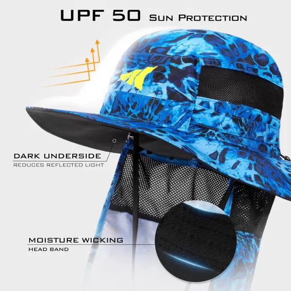 KastKing UPF 50 Boonie Hat Fishing Hat with Removable Neck Flap Sun Hats for MenPrym1 Shoreline