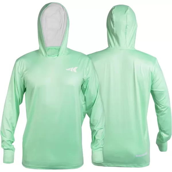 KastKing UPF 50 Fishing Hoodie Shirt For Men And Women Long Sleeve Fishing Hiking Shirt Breathable Moisture WickingBseafoam Without Neck Gaiter