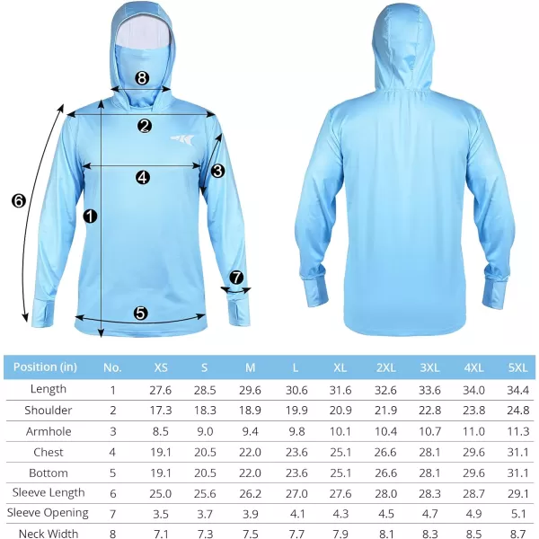 KastKing UPF 50 Fishing Hoodie Shirt For Men And Women Long Sleeve Fishing Hiking Shirt Breathable Moisture WickingGblue With Neck Gaiter