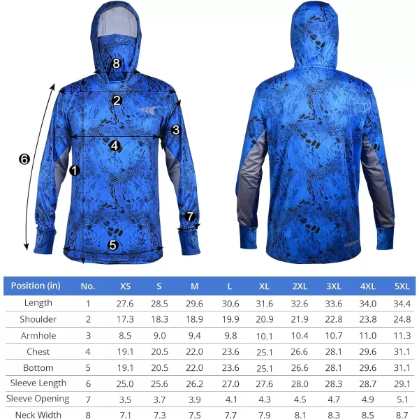 KastKing UPF 50 Fishing Hoodie Shirt For Men And Women Long Sleeve Fishing Hiking Shirt Breathable Moisture WickingLblue Patriot With Neck Gaiter