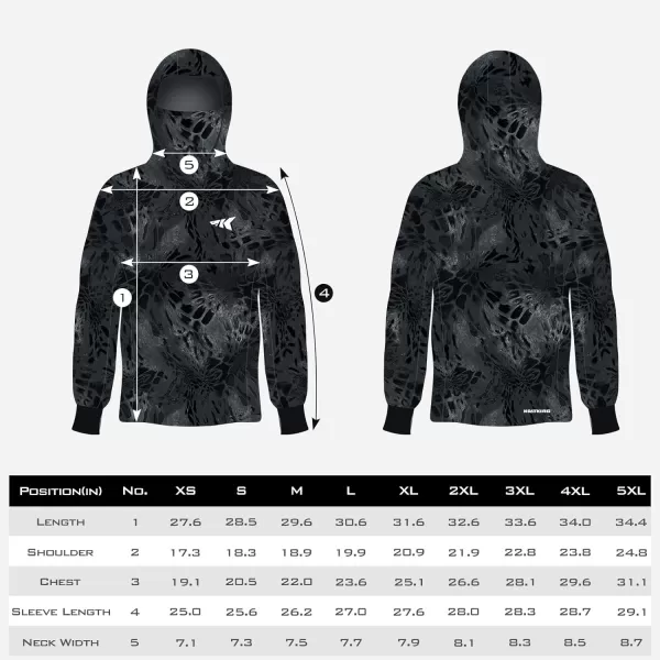 KastKing UPF 50 Fishing Hoodie Shirt For Men And Women Long Sleeve Fishing Hiking Shirt Breathable Moisture WickingMblackout With Neck Gaiter