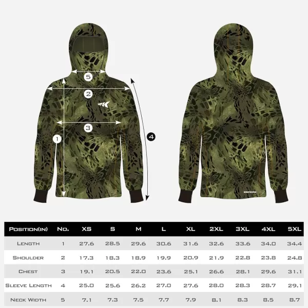 KastKing UPF 50 Fishing Hoodie Shirt For Men And Women Long Sleeve Fishing Hiking Shirt Breathable Moisture WickingQwoodland With Neck Gaiter