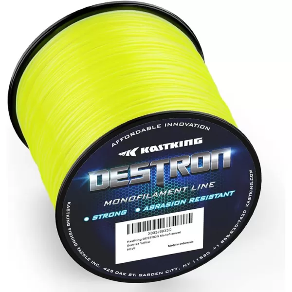 KastKing Destron Monofilament Fishing Line  LB Filler Spools Mono Line High Abrasion Resistance Lower Light Refraction Lower Memory Extruded Nylon Monofilament Line for Freshwater ampamp SaltwaterD Sunrise Yellow