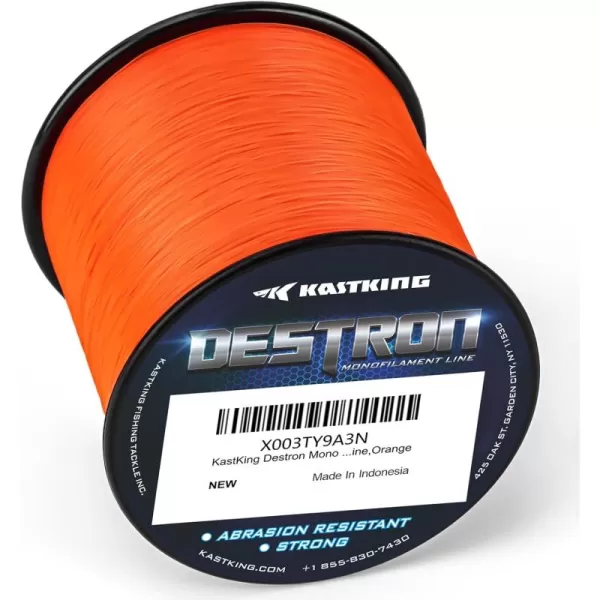 KastKing Destron Monofilament Fishing Line  LB Filler Spools Mono Line High Abrasion Resistance Lower Light Refraction Lower Memory Extruded Nylon Monofilament Line for Freshwater ampamp SaltwaterE Orange