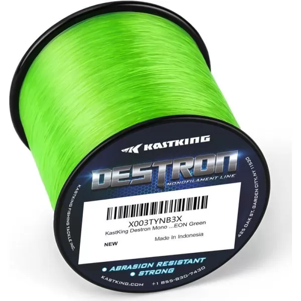 KastKing Destron Monofilament Fishing Line  LB Filler spools High Abrasion Resistance Lower Light Refraction Lower Memory Extruded Nylon Monofilament Line for Fresh and Salt WaterNEON GREEN