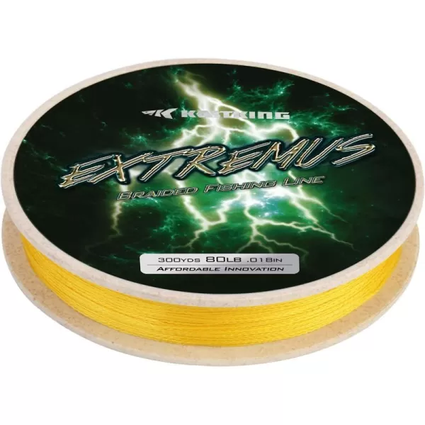 KastKing Extremus Braided Fishing Line Highly Abrasion Resistant 4Strand Braided Lines Thin Diameter Zero Stretch Zero Memory Easy Casting Great Knot Strength Color FastYellow