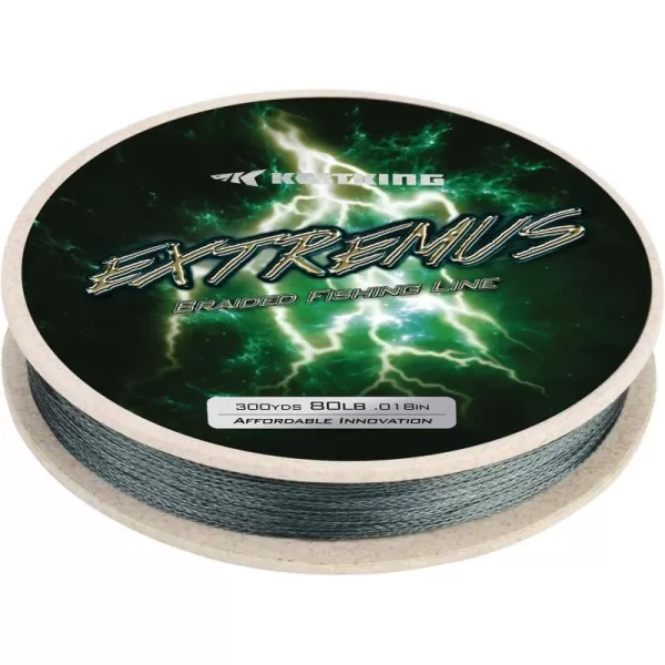 KastKing Extremus Braided Fishing Line Highly Abrasion Resistant 4Strand Braided Lines Thin Diameter Zero Stretch Zero Memory Easy Casting Great Knot Strength Color FastGray