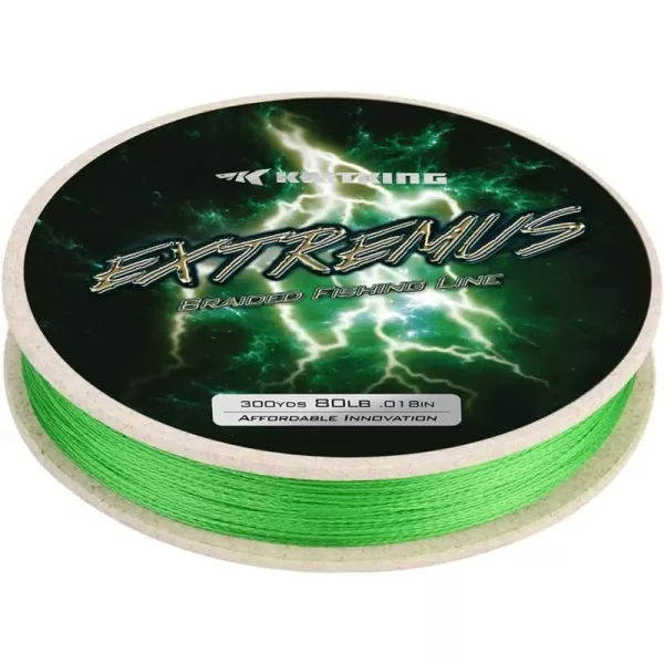 KastKing Extremus Braided Fishing Line Highly Abrasion Resistant 4Strand Braided Lines Thin Diameter Zero Stretch Zero Memory Easy Casting Great Knot Strength Color FastGrass Green