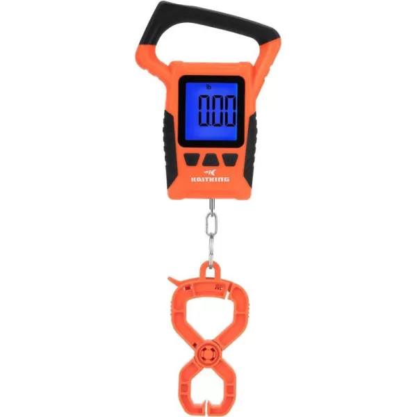 KastKing Fish Scale WideView Floating Waterproof Digital Scale 25 Large LCD Display 110lb Capacity MultiMode PoundOunces amp Kilograms Stores up to 9 Weights Fishing Gifts for MenB Orange combo