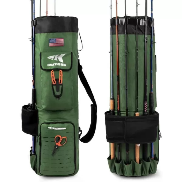 KastKing Karryall Fishing Rod Bag81L Large Storage Waterresistant Rod Case Holds 6 Rods amp ReelsFoldable Fishing Bag Accommodate Fishing Gear and EquipmentFishing Gifts for MenGreenCGreen