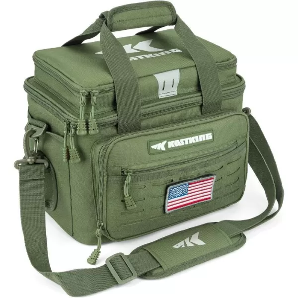 KastKing Karryall Fishing Tackle Bags  Fishing Bags for Saltwater or Freshwater Fishing  Water Resistant Material  Padded Shoulder Strap  Fishing Gear StorageMedium GreenMedium