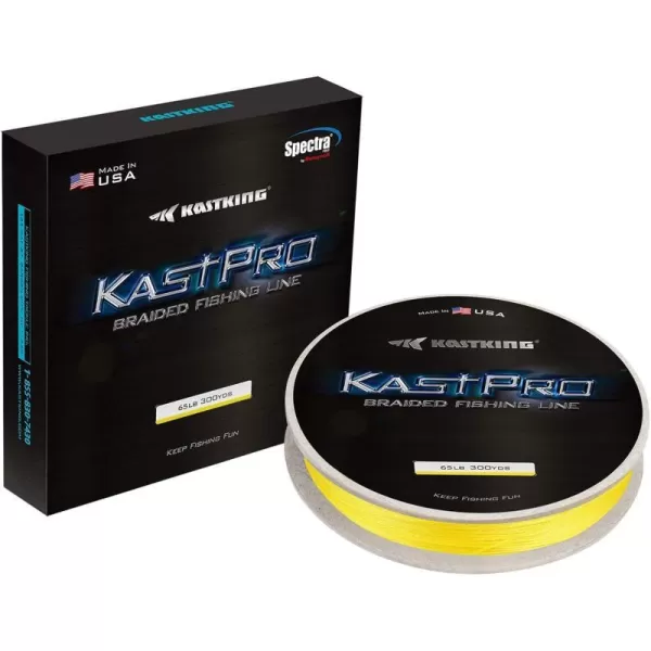 KastKing KastPro Braided Fishing Line  Spectra Super Line  Made in The USA  Zero Stretch Braid  Thin Diameter  Aggressive Weave  Incredible Abrasion ResistanceHi Viz Yellow