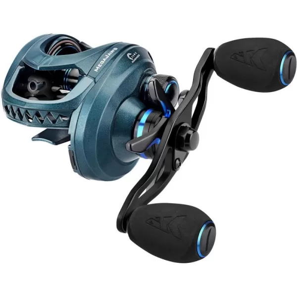 KastKing MegaJaws Baitcasting Fishing Reel New AutoMag Dual Braking System Baitcaster Fishing Reel Only 67oz 1764 LBs Carbon Fiber Drag 111 Shielded BB High Speed 541 to 911 Gear RatiosCLeft HandedPelagic Blue651