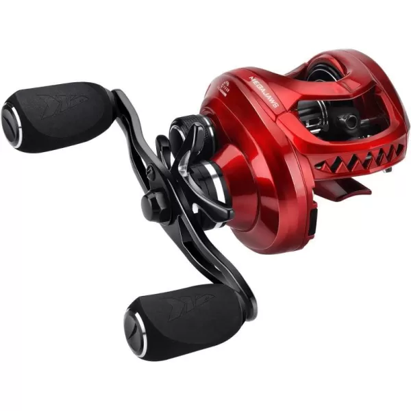 KastKing MegaJaws Baitcasting Fishing Reel New AutoMag Dual Braking System Baitcaster Fishing Reel Only 67oz 1764 LBs Carbon Fiber Drag 111 Shielded BB High Speed 541 to 911 Gear RatiosBRight HandedPredator Red911