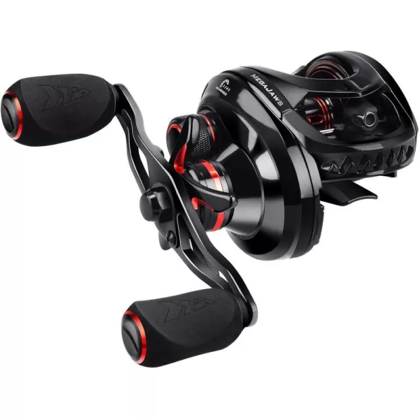 KastKing MegaJaws Baitcasting Fishing Reel New AutoMag Dual Braking System Baitcaster Fishing Reel Only 67oz 1764 LBs Carbon Fiber Drag 111 Shielded BB High Speed 541 to 911 Gear RatiosARight HandedBlacktip721