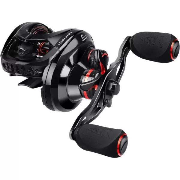 KastKing MegaJaws Baitcasting Fishing Reel New AutoMag Dual Braking System Baitcaster Fishing Reel Only 67oz 1764 LBs Carbon Fiber Drag 111 Shielded BB High Speed 541 to 911 Gear RatiosALeft HandedBlacktip721