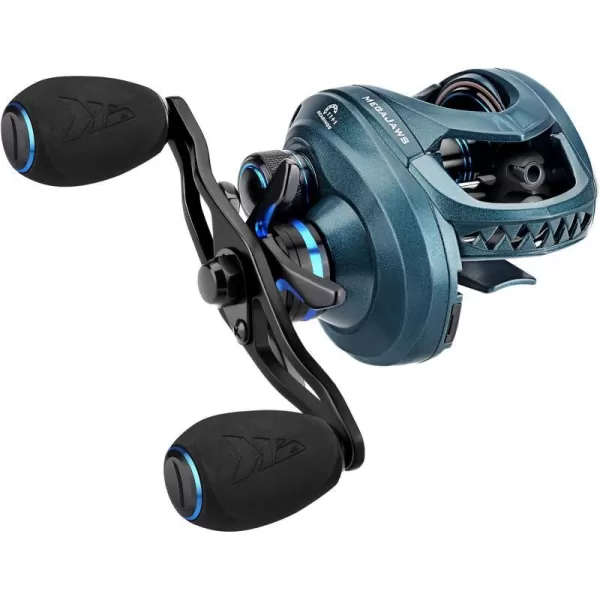 KastKing MegaJaws Baitcasting Fishing Reel New AutoMag Dual Braking System Baitcaster Fishing Reel Only 67oz 1764 LBs Carbon Fiber Drag 111 Shielded BB High Speed 541 to 911 Gear RatiosCRight HandedPelagic Blue651