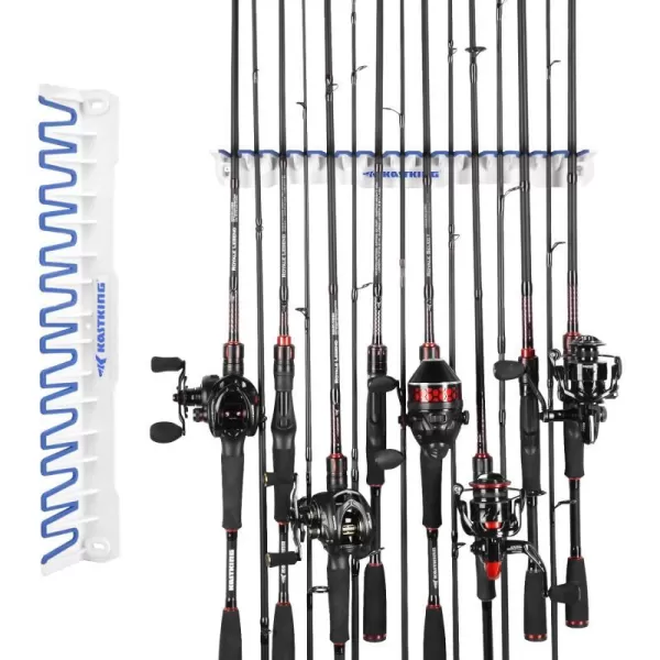 KastKing Patented V15 Vertical Fishing Rod Holder  Wall Mounted Fishing Rod Rack Store 15 Rods or Fishing Rod Combos in 1725 Inches Great Fishing Pole Holder and RackC WhiteBlue 1 Pack